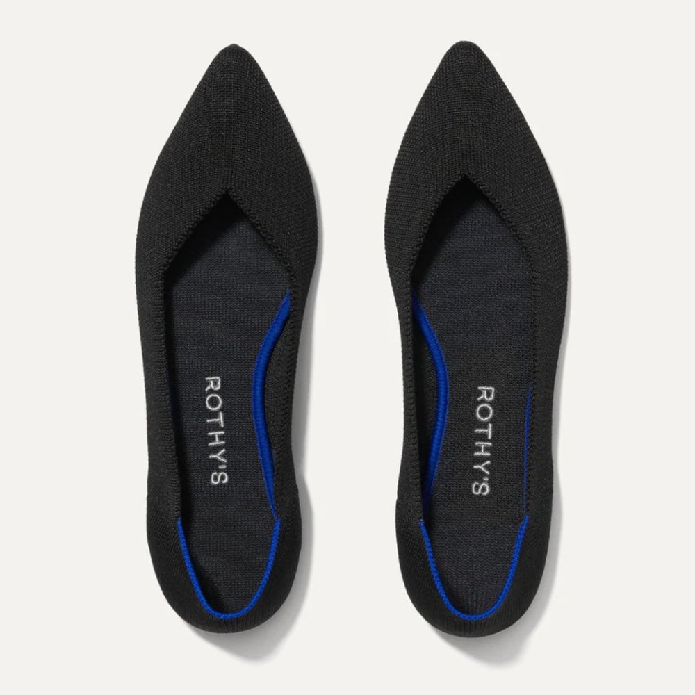 Rothy's Classic Black Pointed Flats Size 9.5